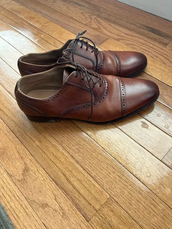 Aldo Chestnut Brown Cap-Toe Oxford Dress Shoes-size 12 - Picture 2 of 6